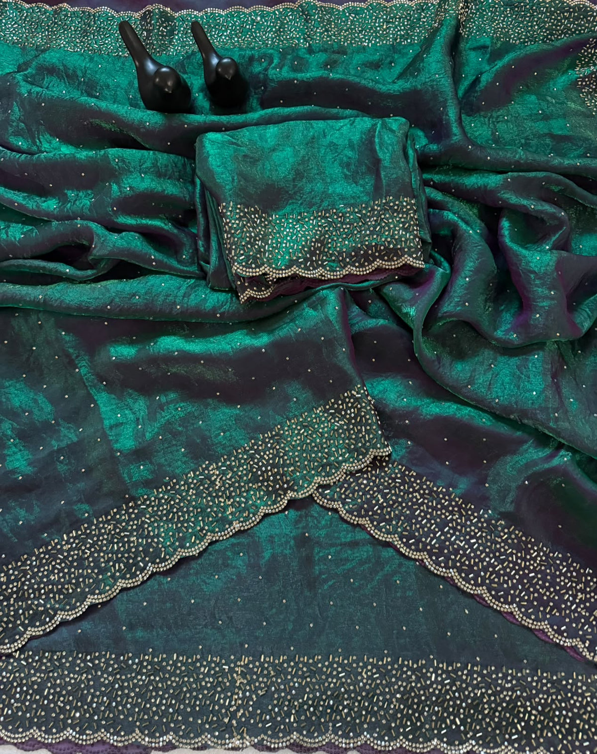 Space silk Diamond work saree