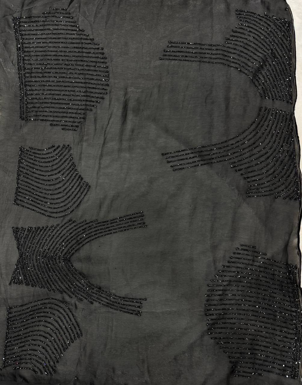 wonderful black cocktail space silk saree