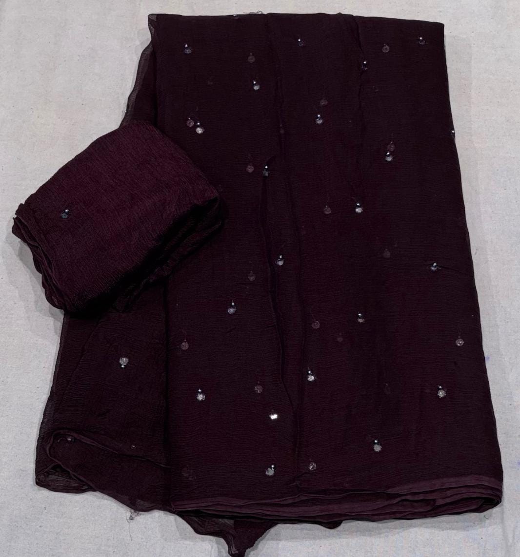Chiffon mirror work saree