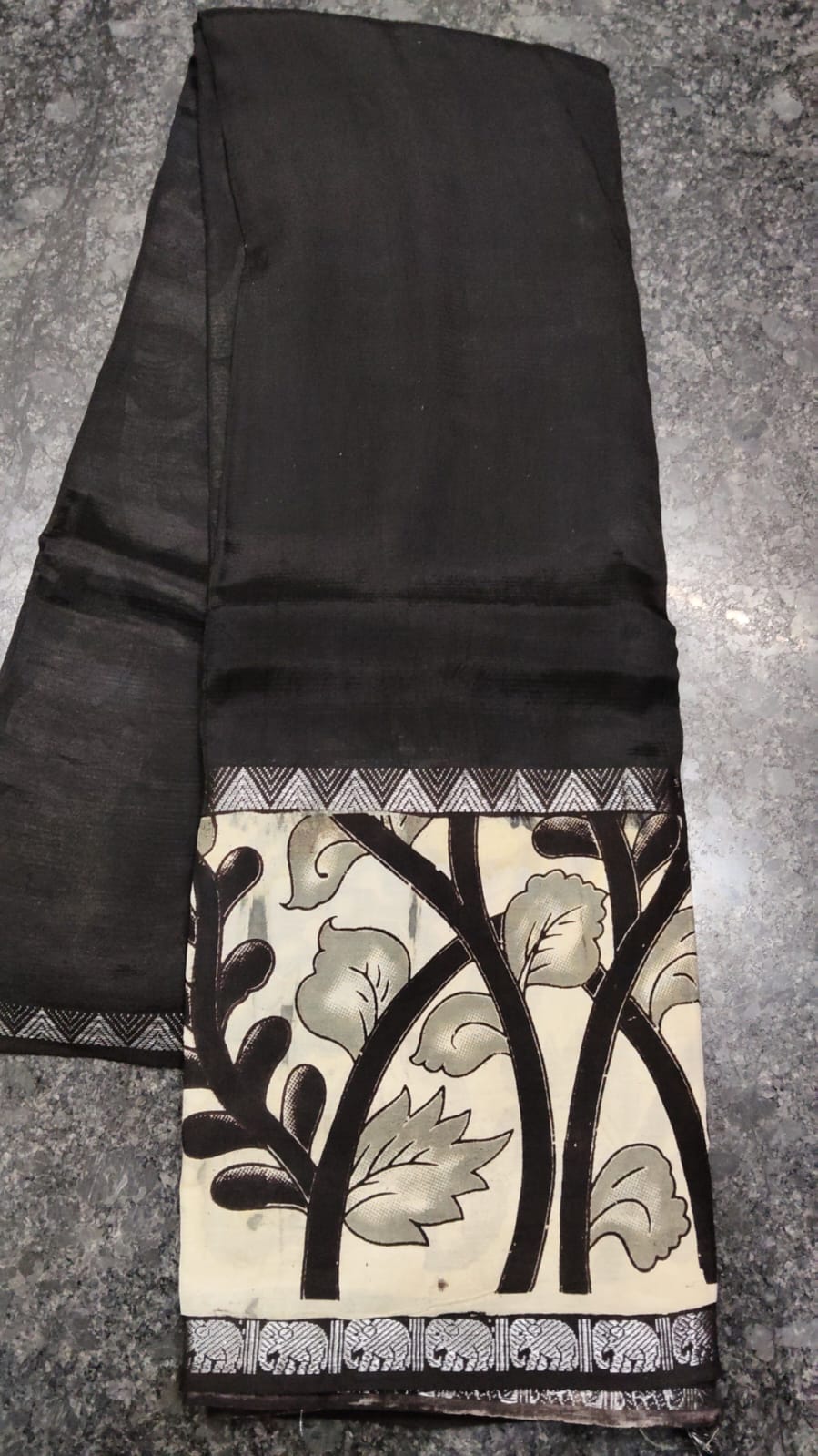 Mangalagiri silk handloom kalamkari gap boarder saree