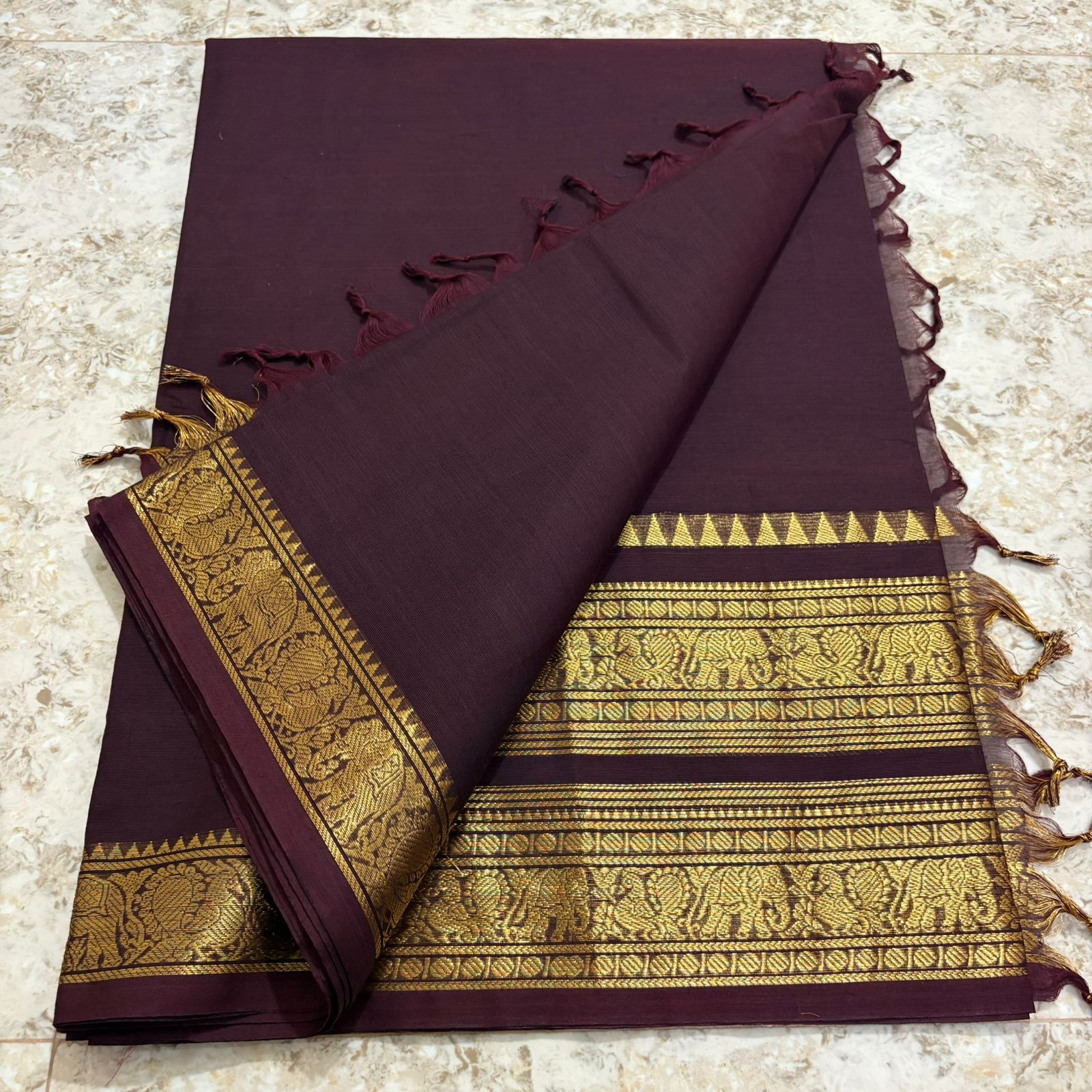 Chettinadu Pure Cotton kanchi zari Saree