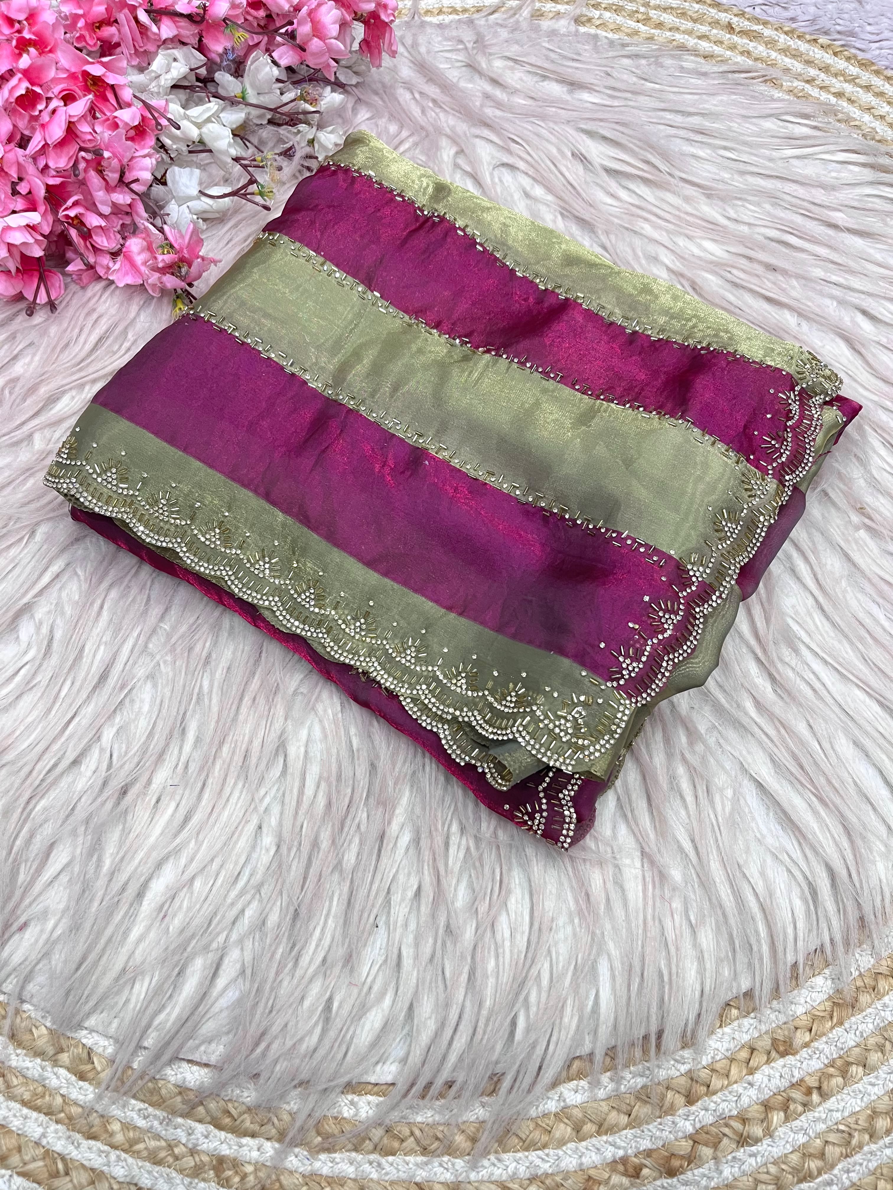Space silk soft siroski diamond sarees