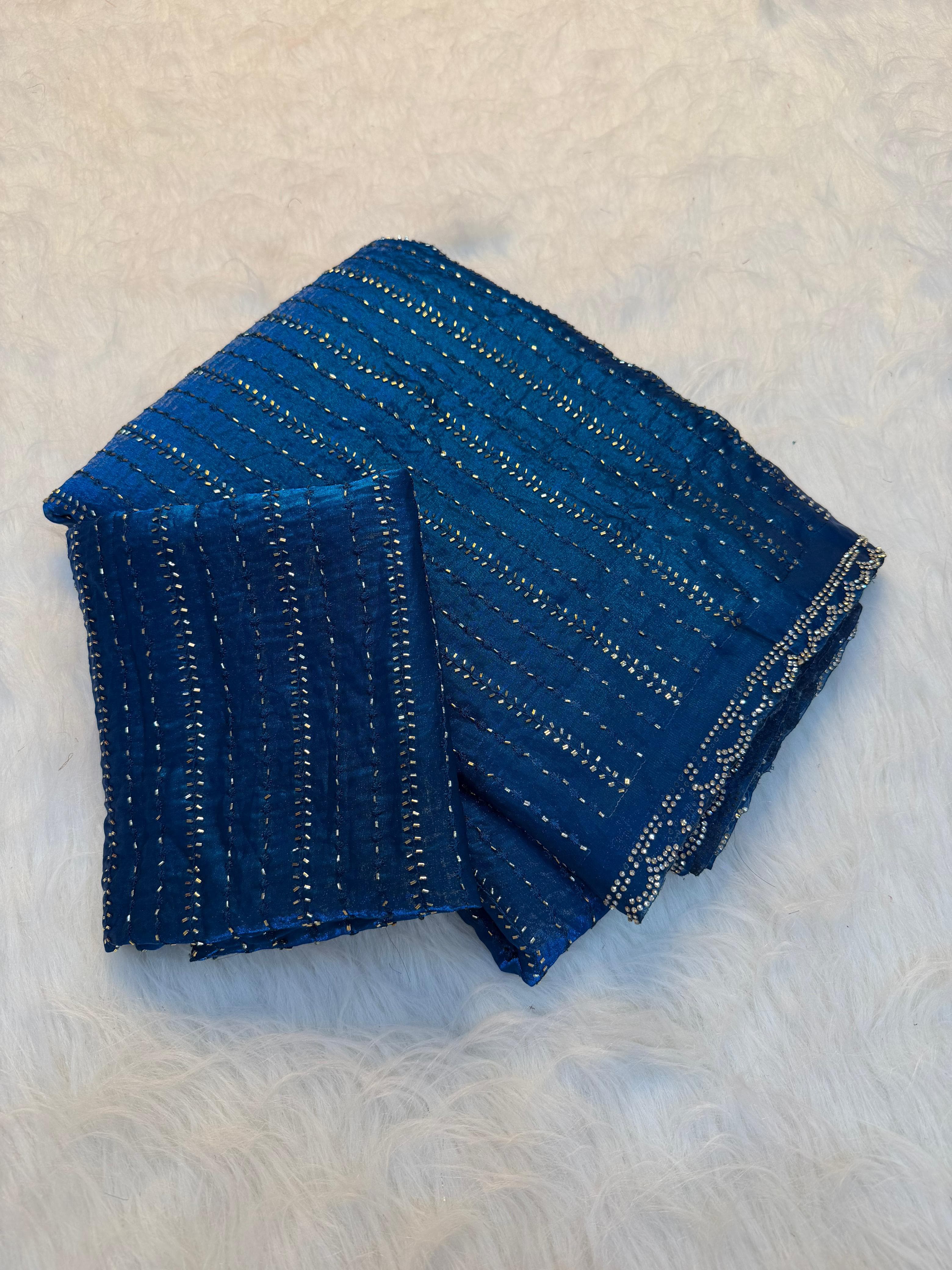 Space silk katli and siroski work sarees