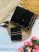 Space silk original handwork gold beads saree