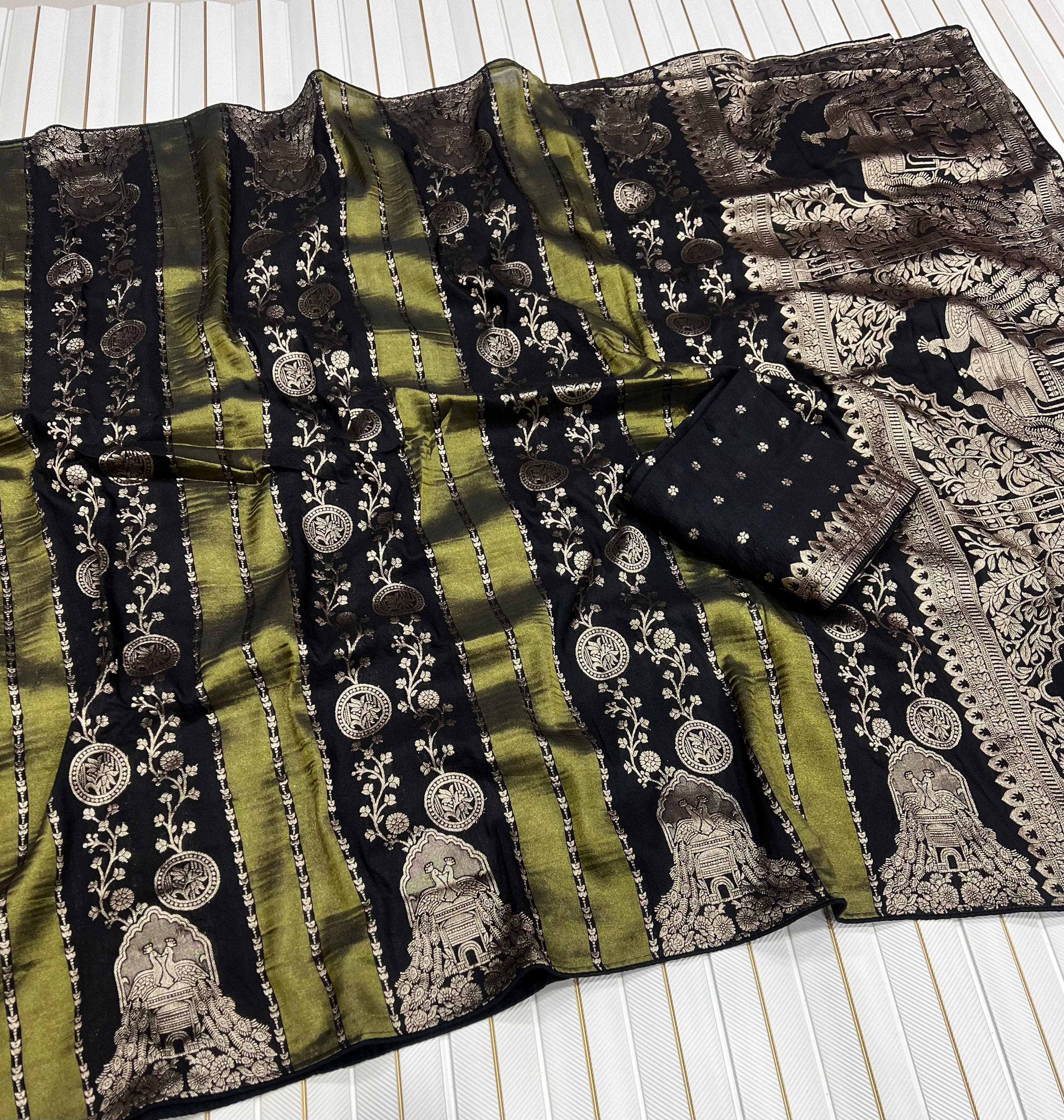 Kaddi viscose georgette tissue saree