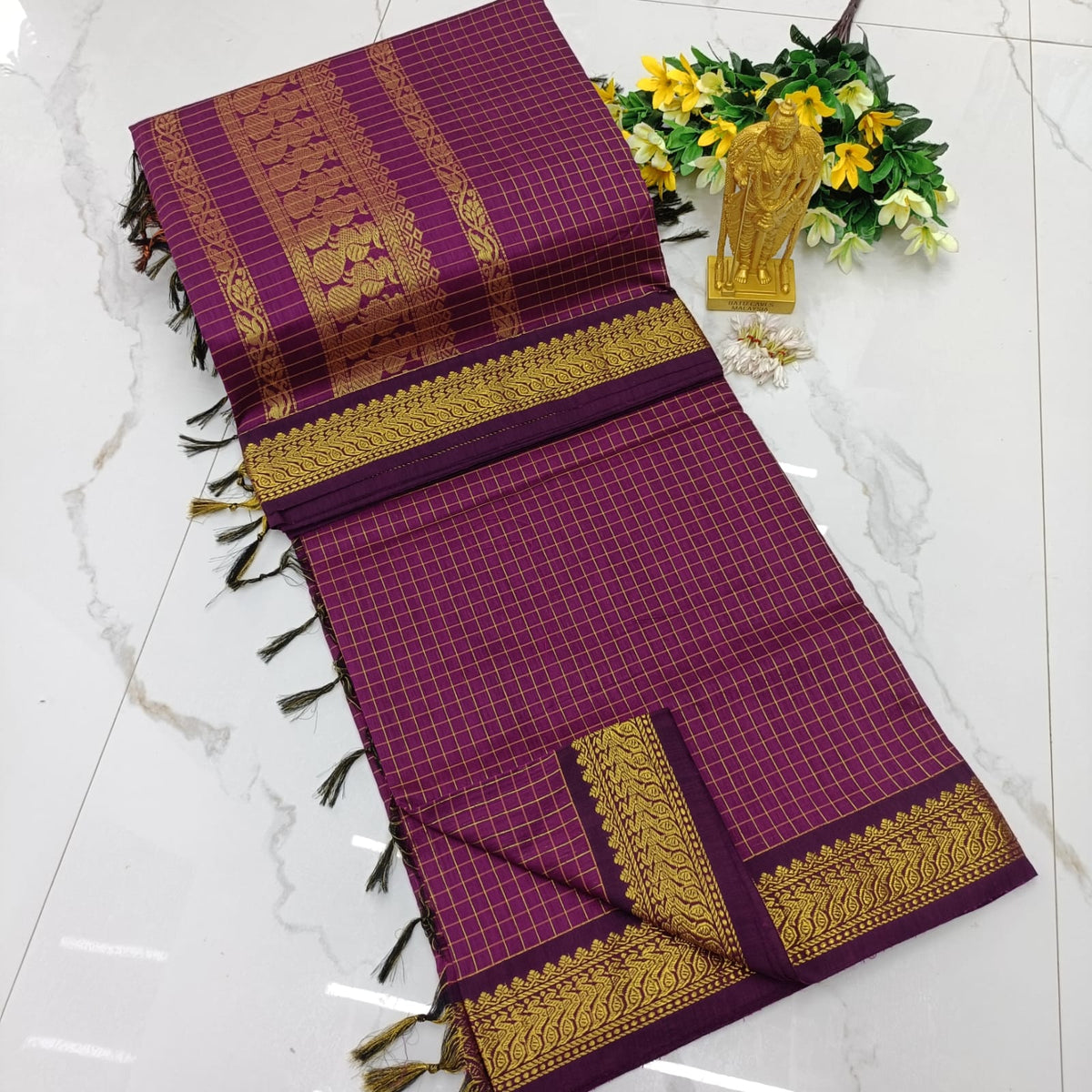 Kalyani pattu cotton checks saree