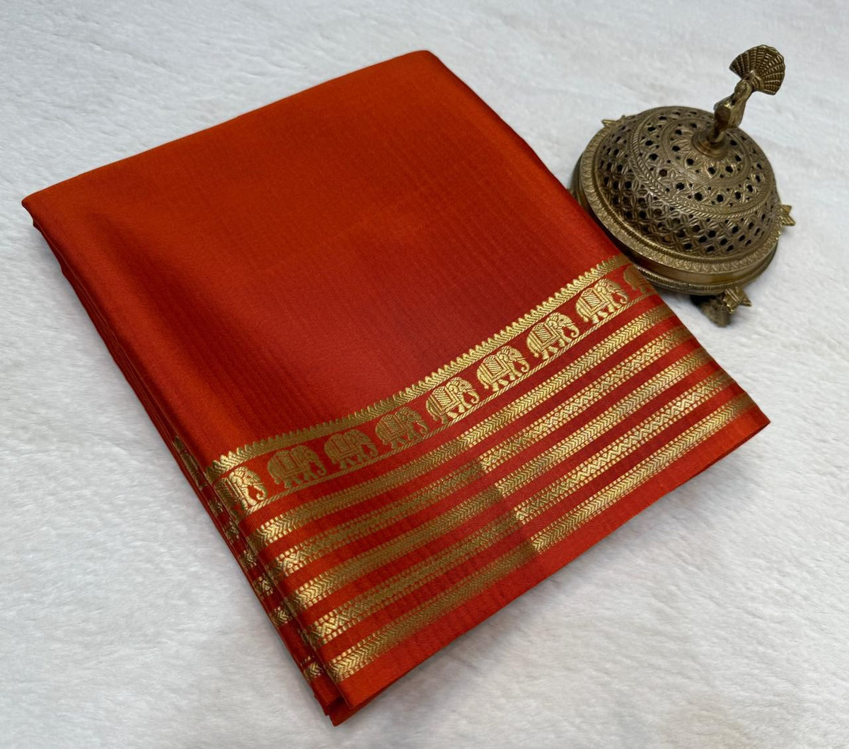 Semi Mysore silk budget range peacock boarder saree