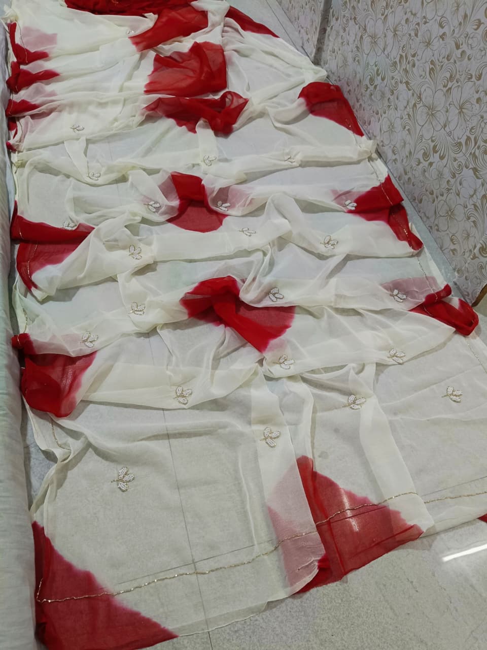 Chiffon butties shibori dye saree