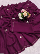 Soft chiffon saree leaf pattern