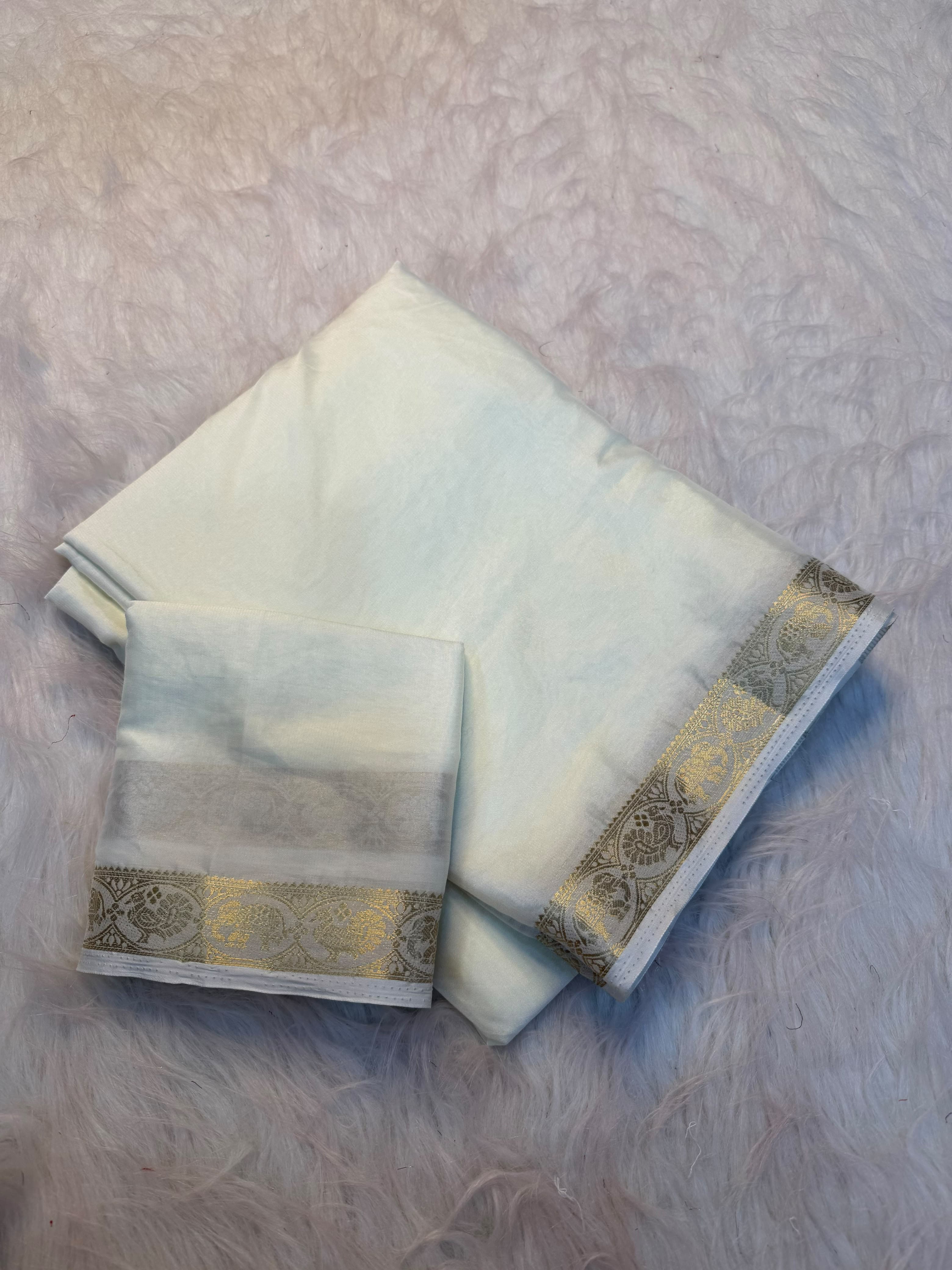 Viscose georgette soft fabric small zari boarder saree