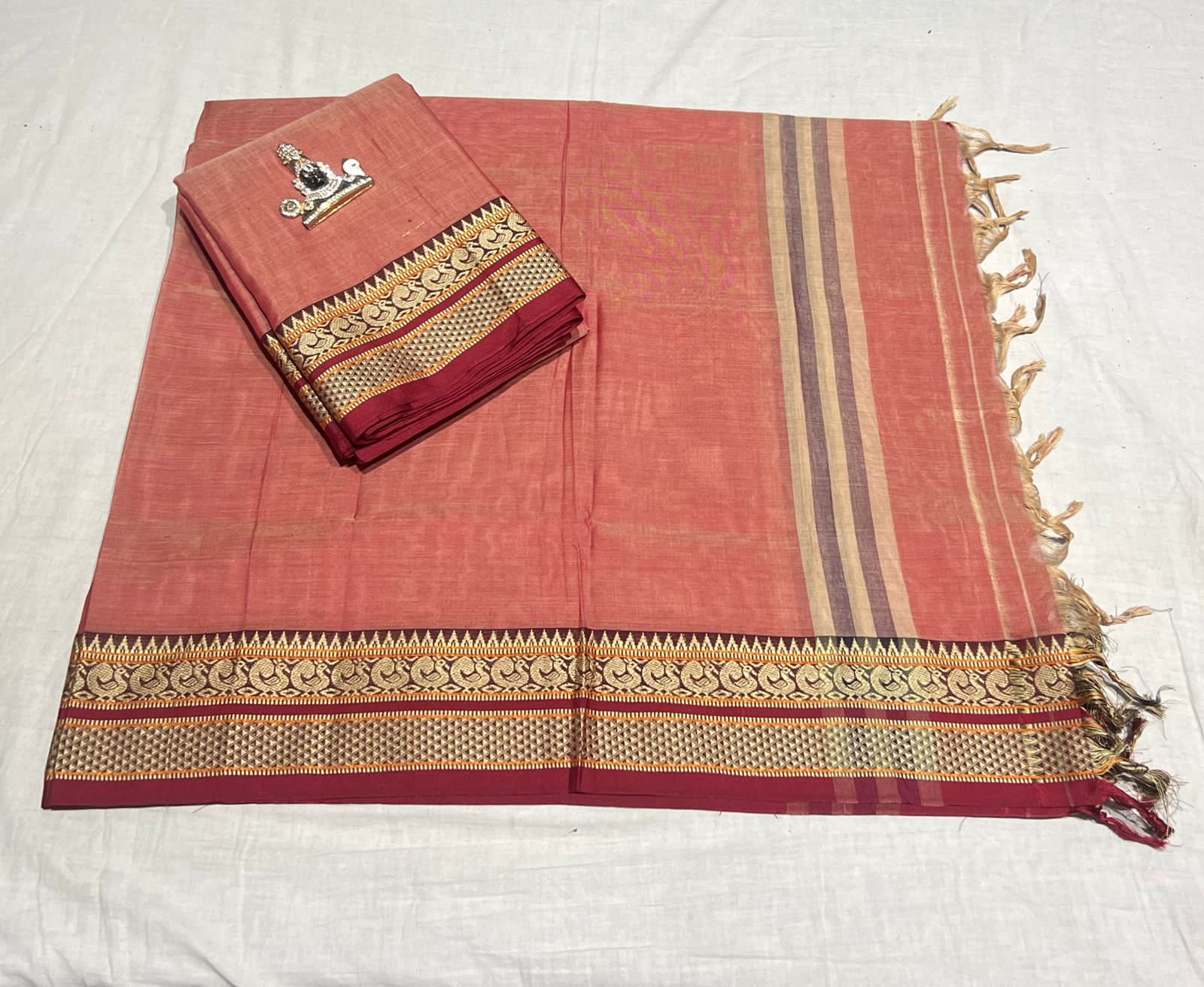 Narayanpeta Big Peacock boarder Dress material