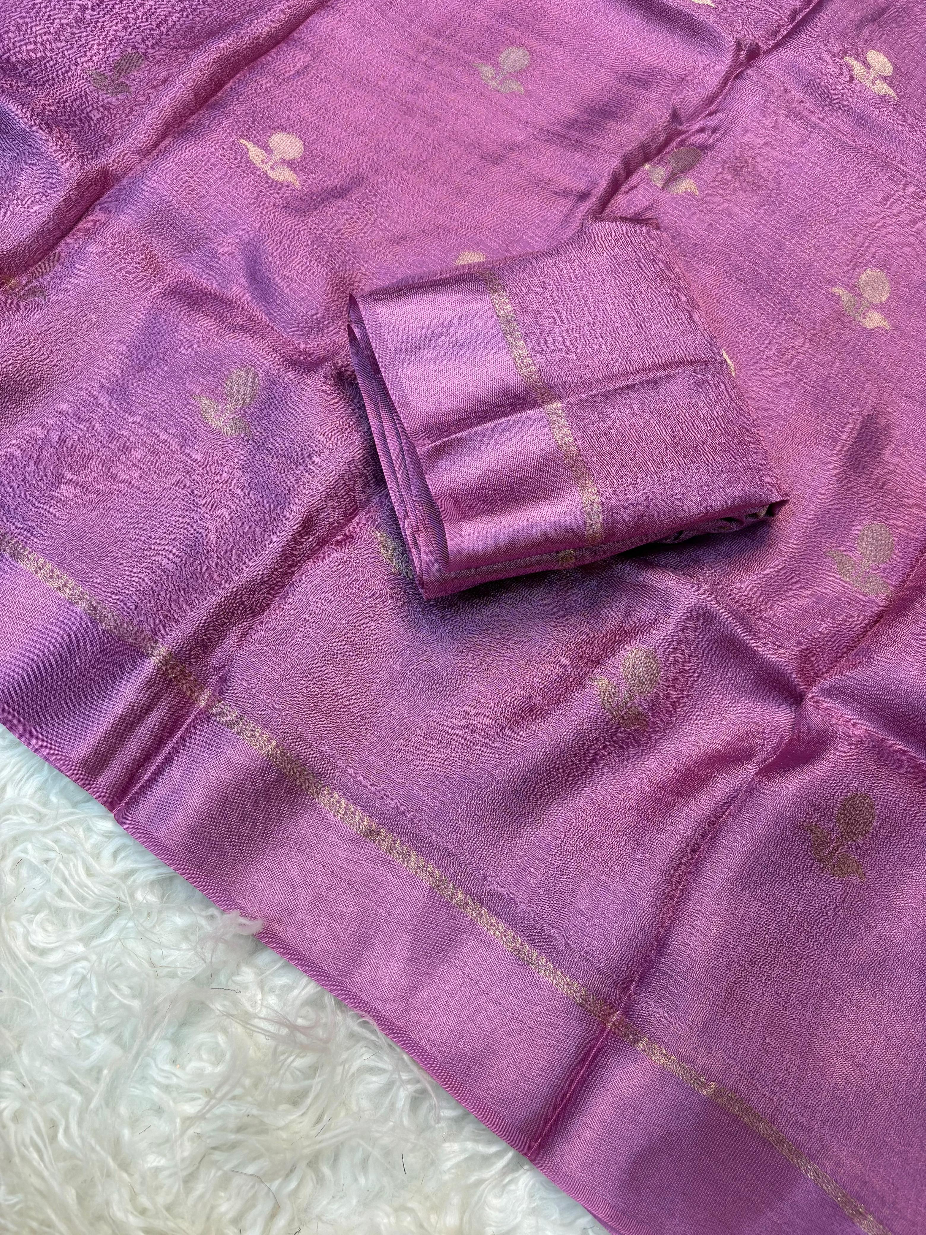 Jute silk viscose leaf pattern saree
