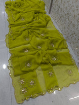 Royal georgette kardhana handwork saree