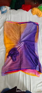 Chiffon multishaded saree
