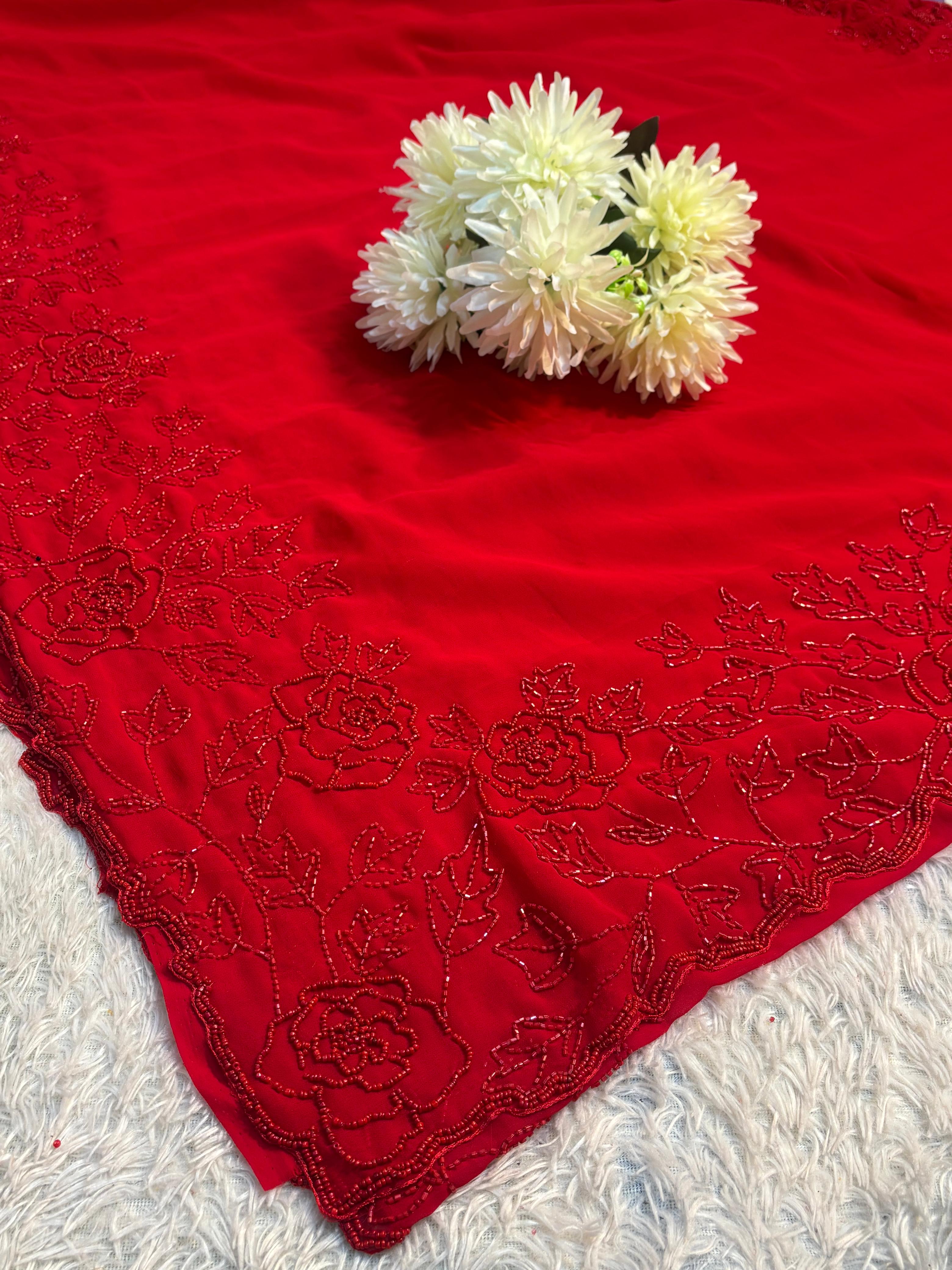 Georgette handwork saree