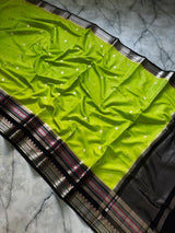 Banarasi soft katan silk contrast boarder saree