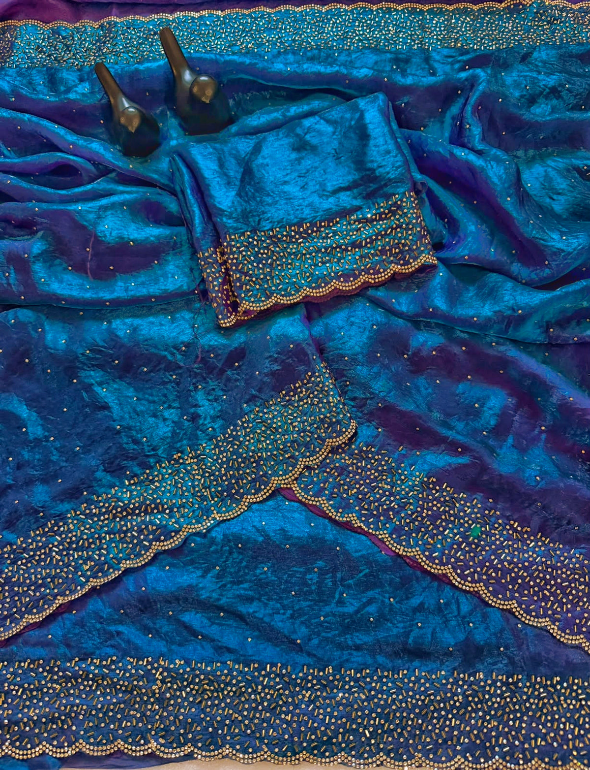 Space silk Diamond work saree