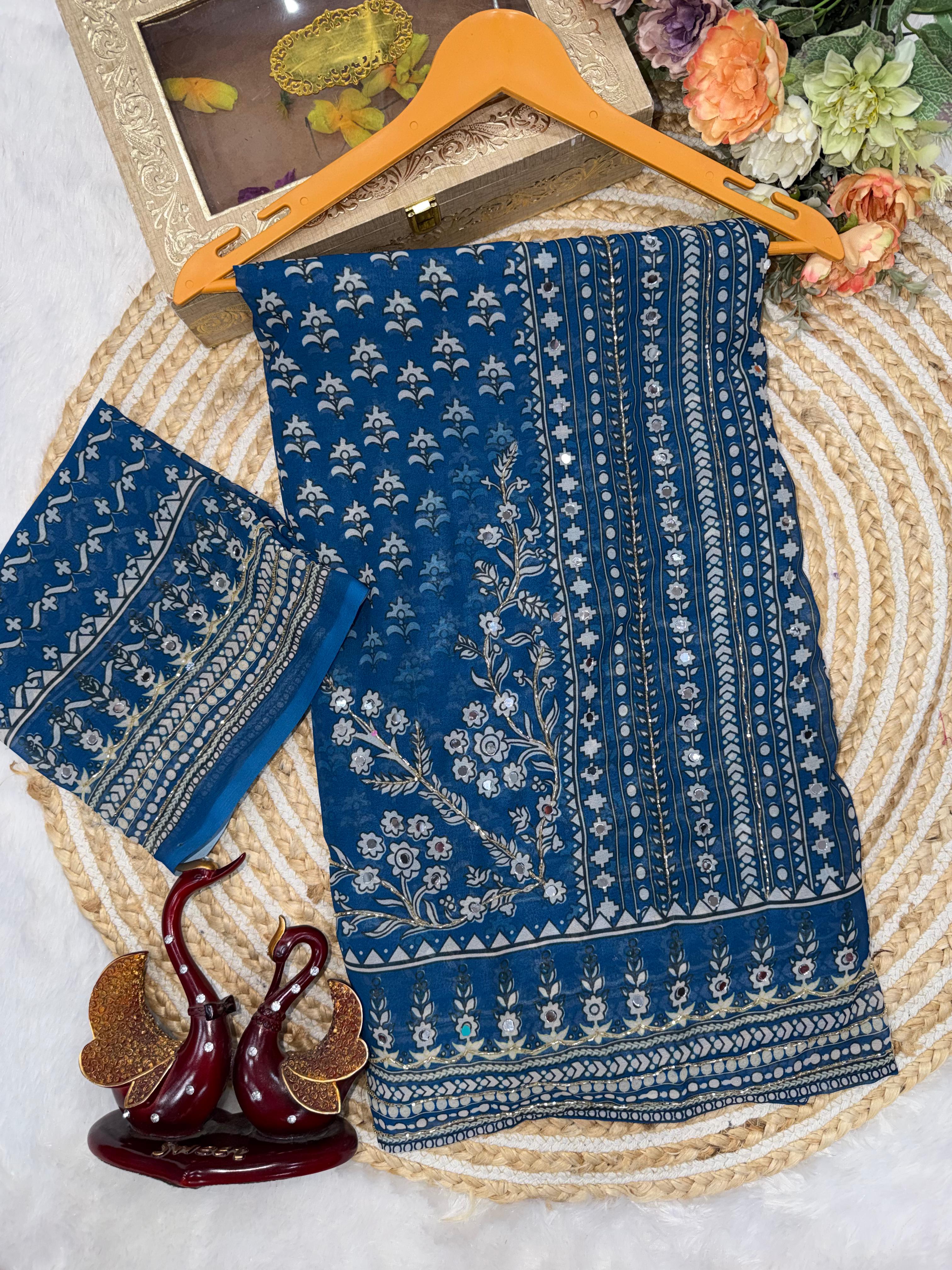 Kareena Kapoor inspired Premium georgette ajrak saree
