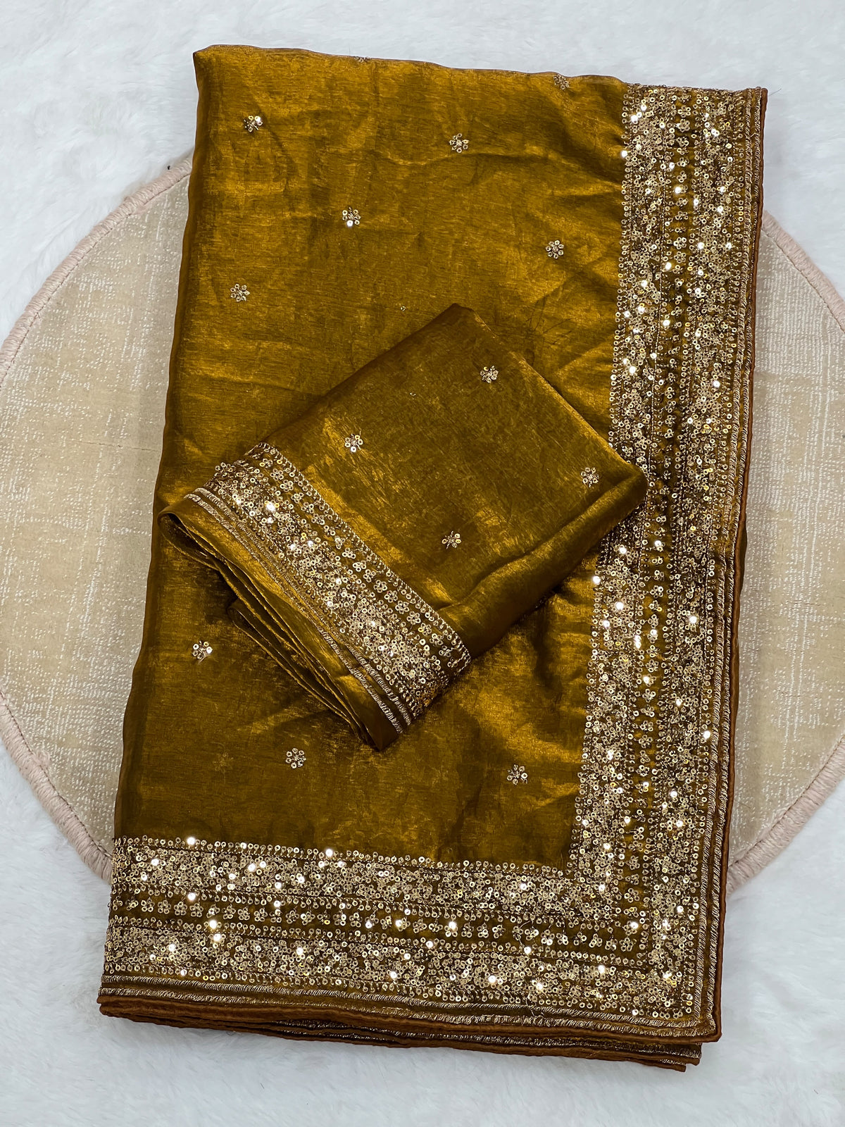 Space silk sequence party wear saree