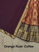 Rust orange and chocolate traditional fully stitched half saree