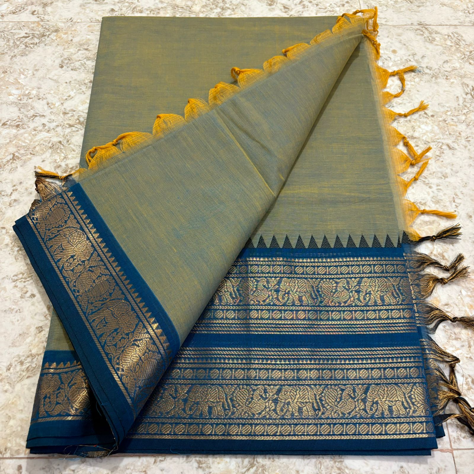 Chettinadu Pure Cotton kanchi zari Saree