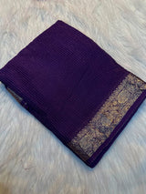 Pure chinnon flower jacquard zari saree