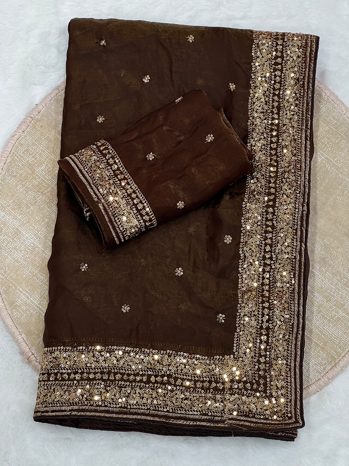 Space silk sequence party wear saree