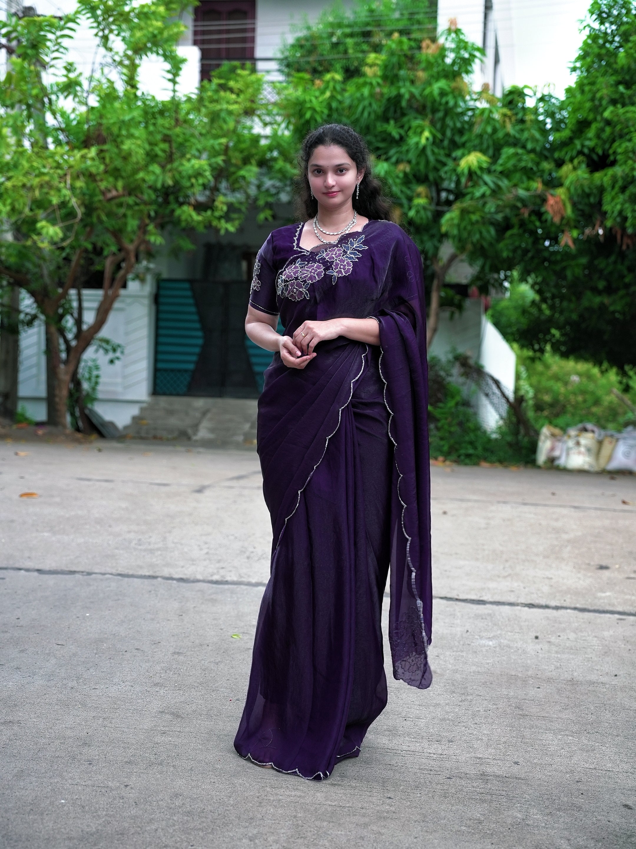 Exclusive space silk party wear saree