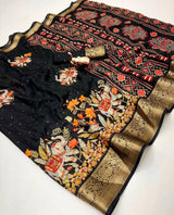 Marshmallow elephant zari weaving saree