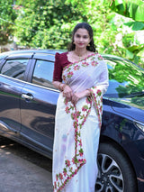 Premium applique work cut boarder saree