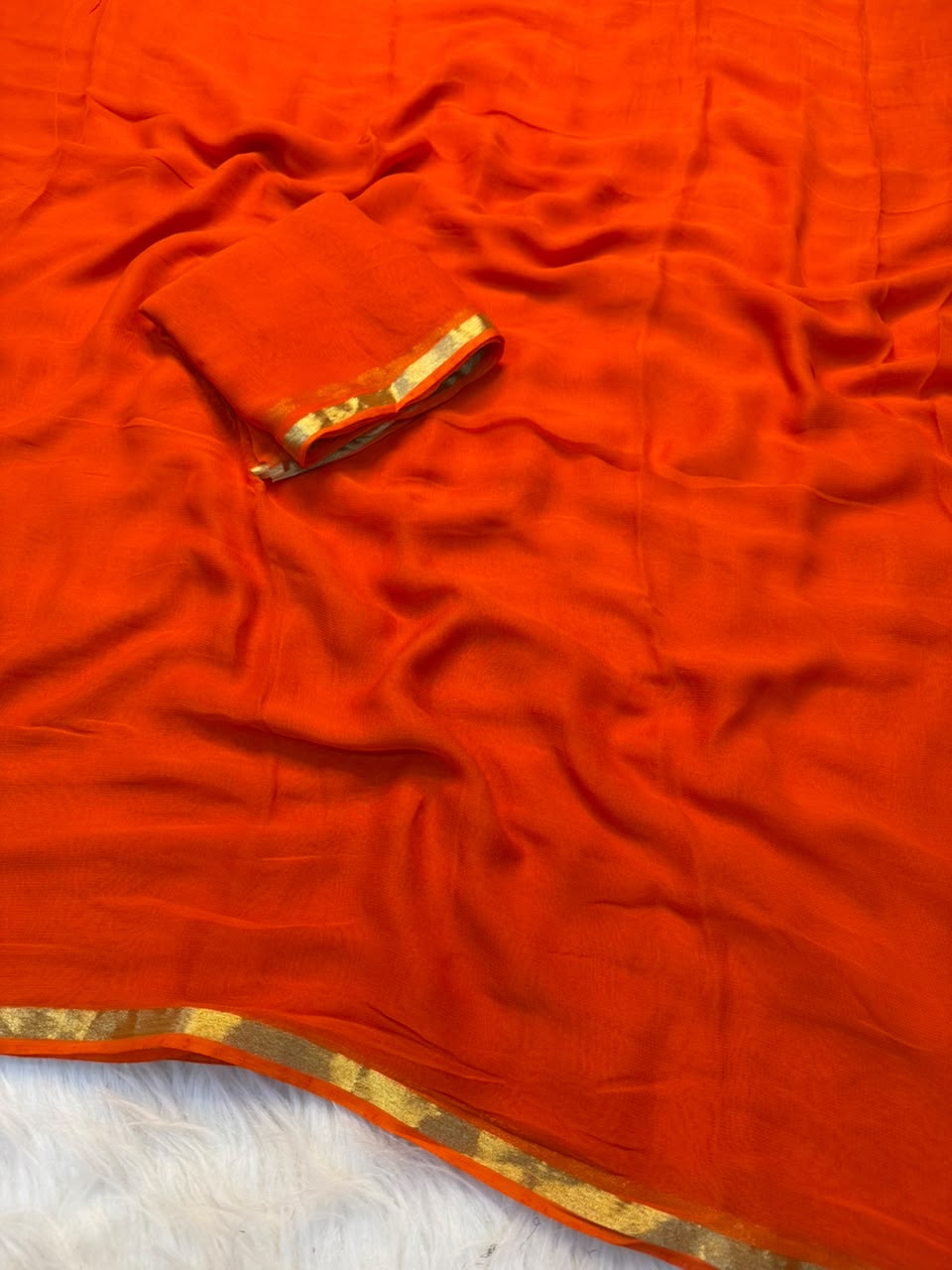 Viscose georgette piping saree