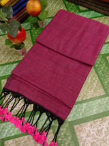 Plain khadi cotton saree with tassels