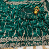 Space silk gold beads work saree