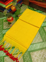 Plain khadi cotton saree with tassels