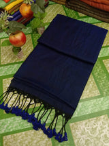 Plain khadi cotton saree with tassels