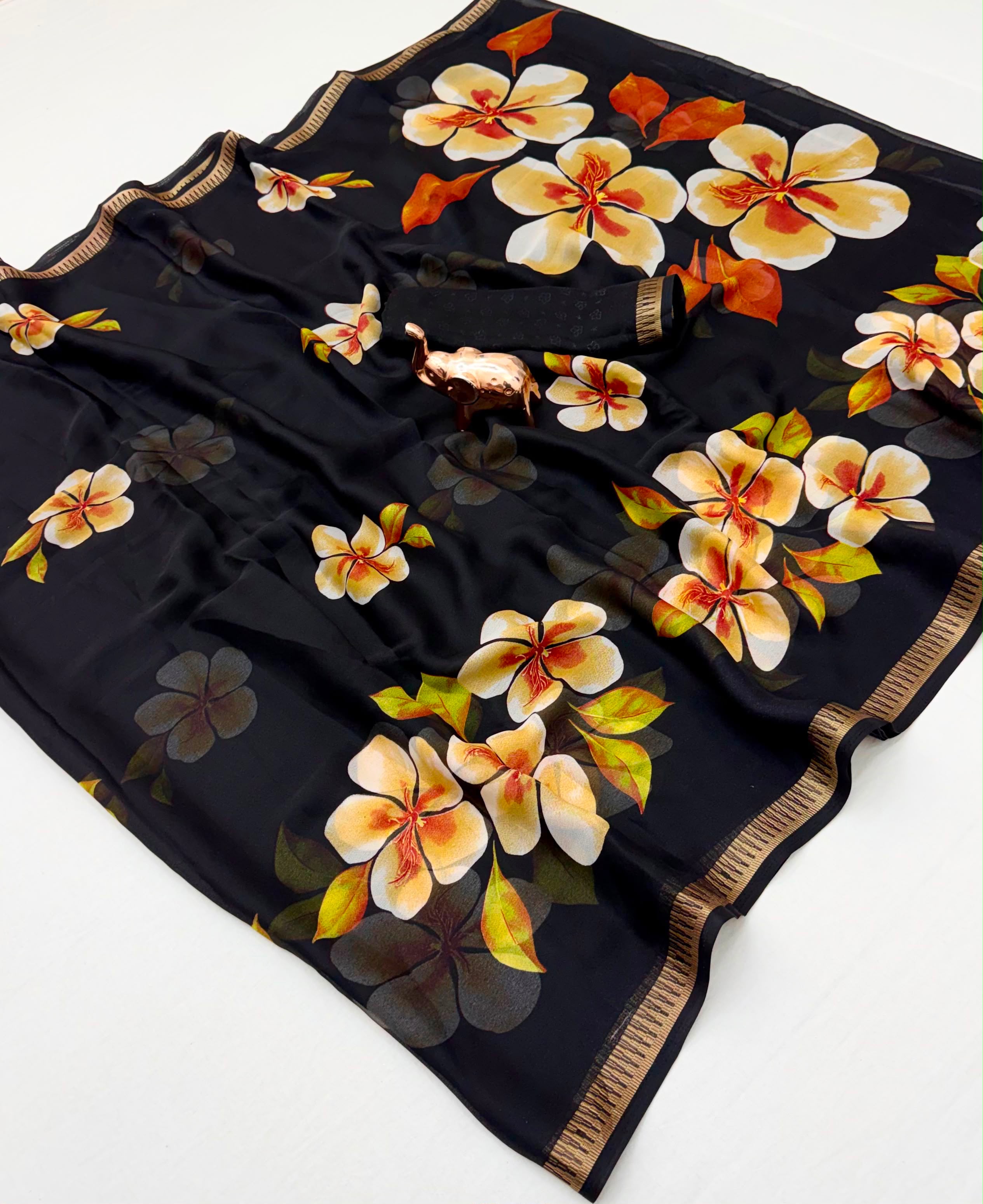 Soft marshmallow georgette floral saree