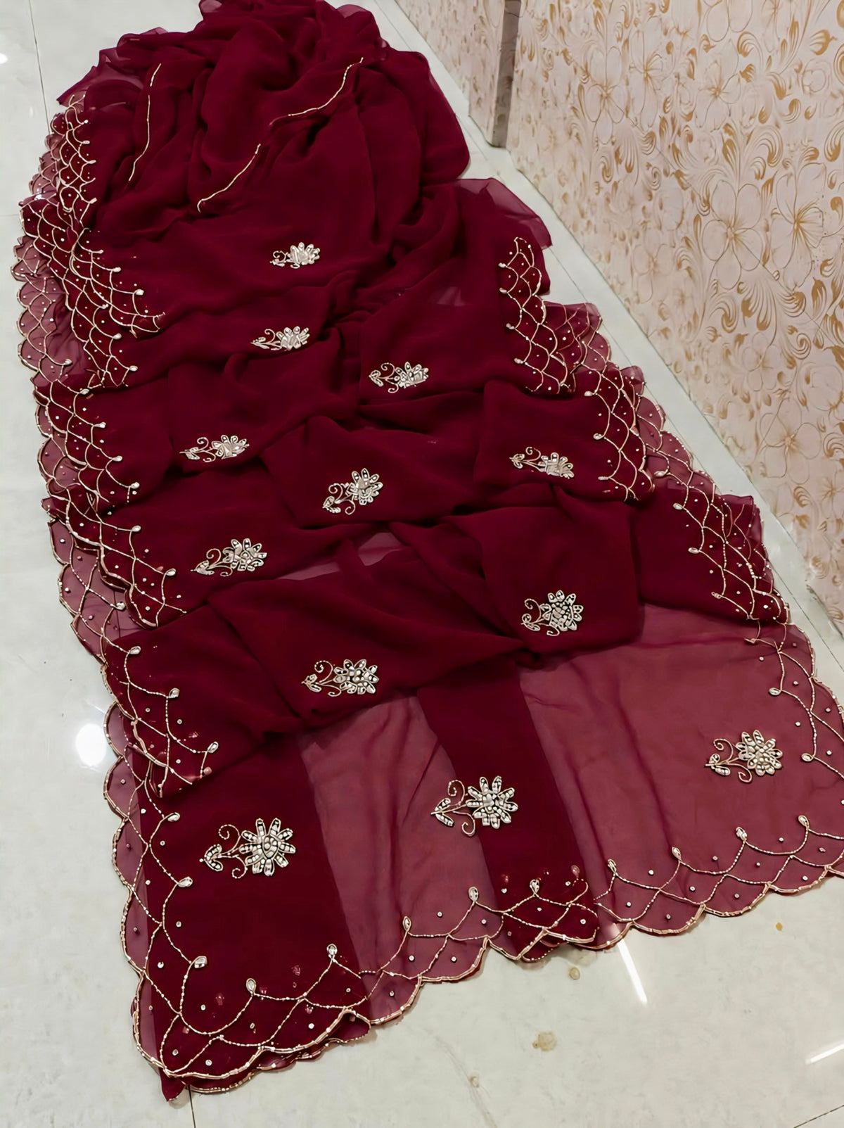 Royal georgette handwork saree