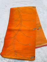 Chiffon heavy jaal work saree