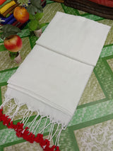 Plain khadi cotton saree with tassels