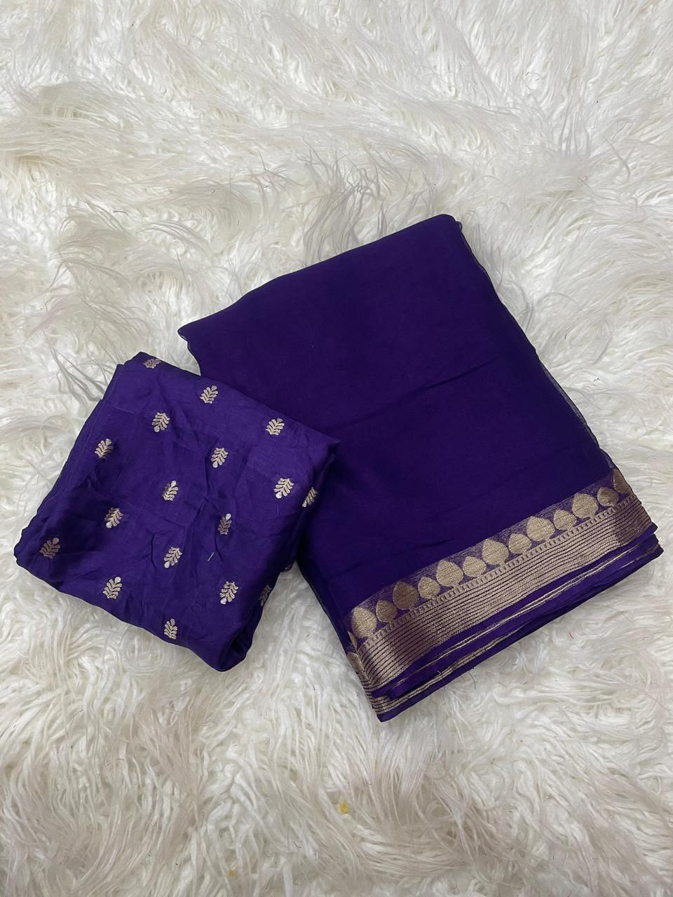 Viscose georgette single shade soft saree