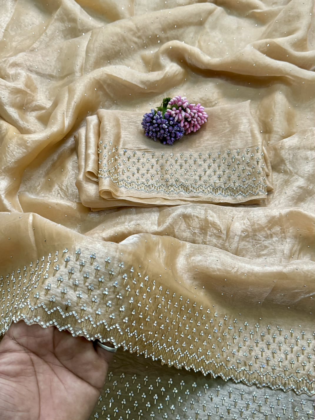 Diamond stone Space Silk Saree