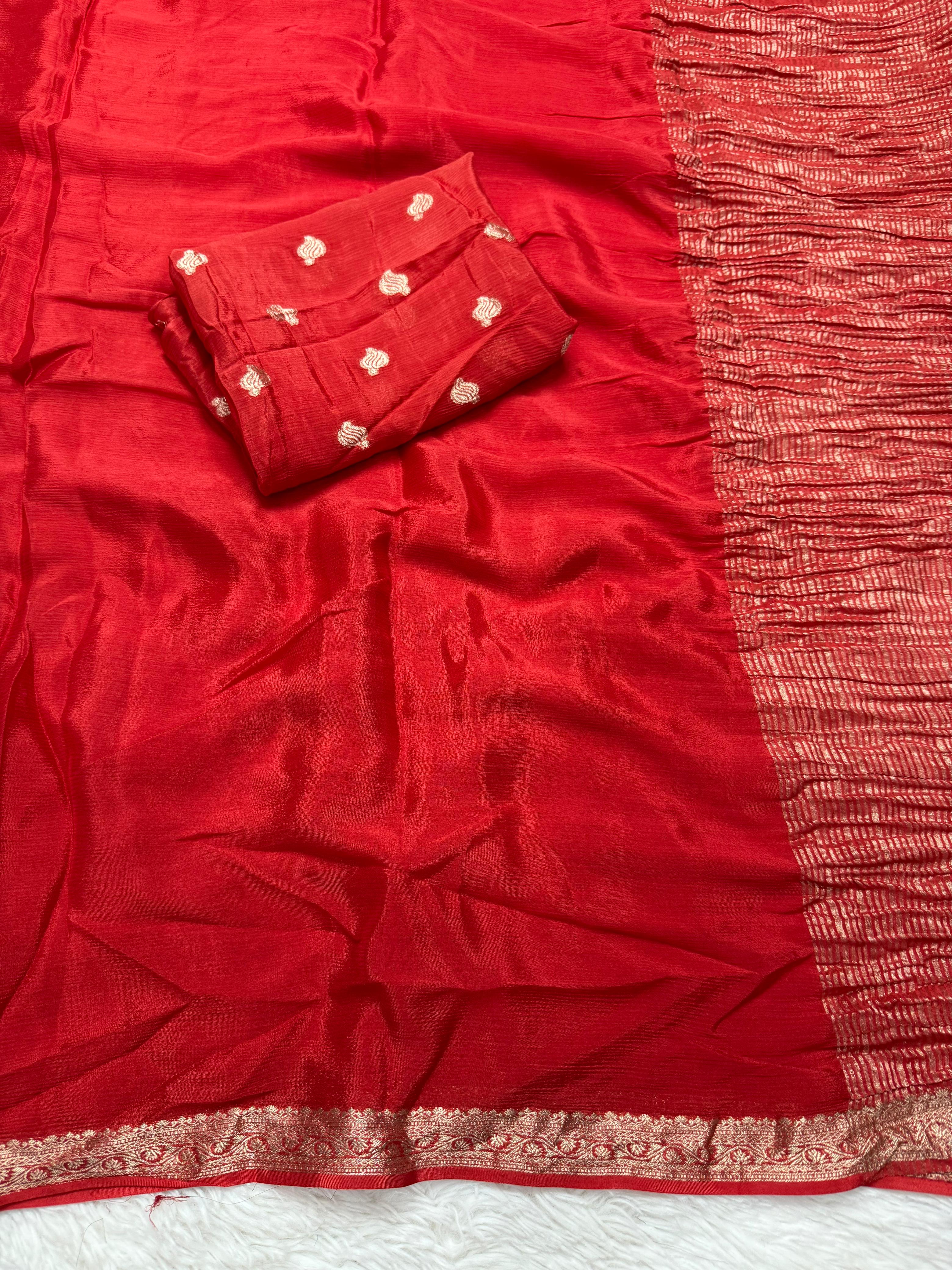 Pure chinnon soft saree