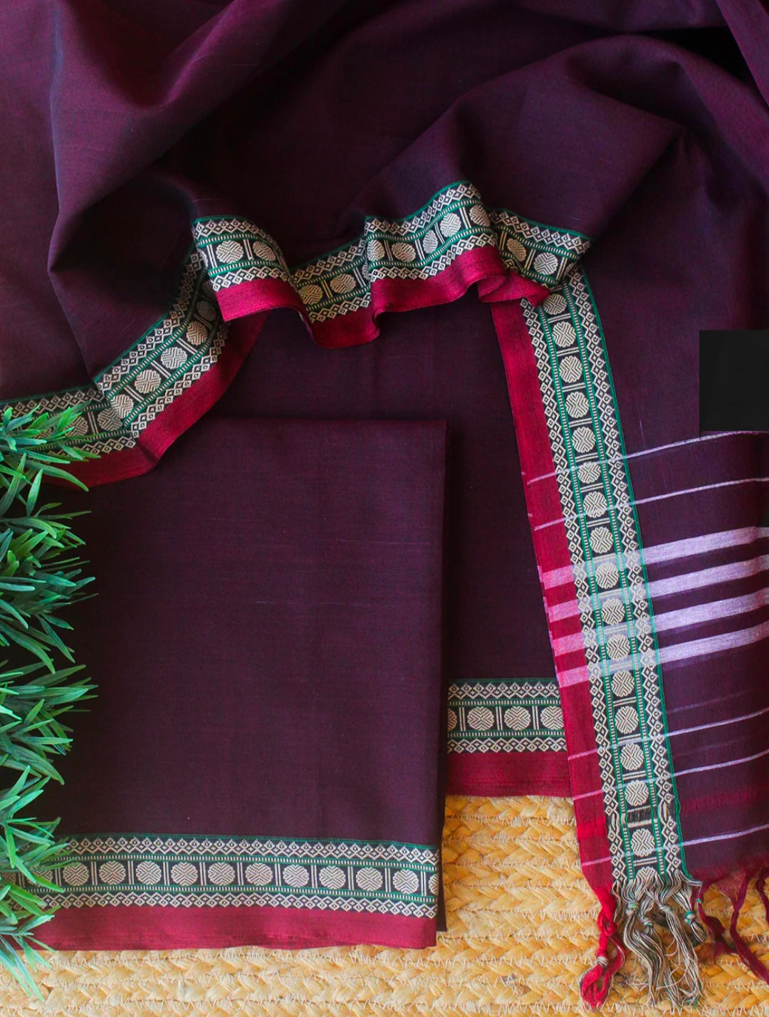 Narayanpeta Handloom Rudraksha boarder Dress material