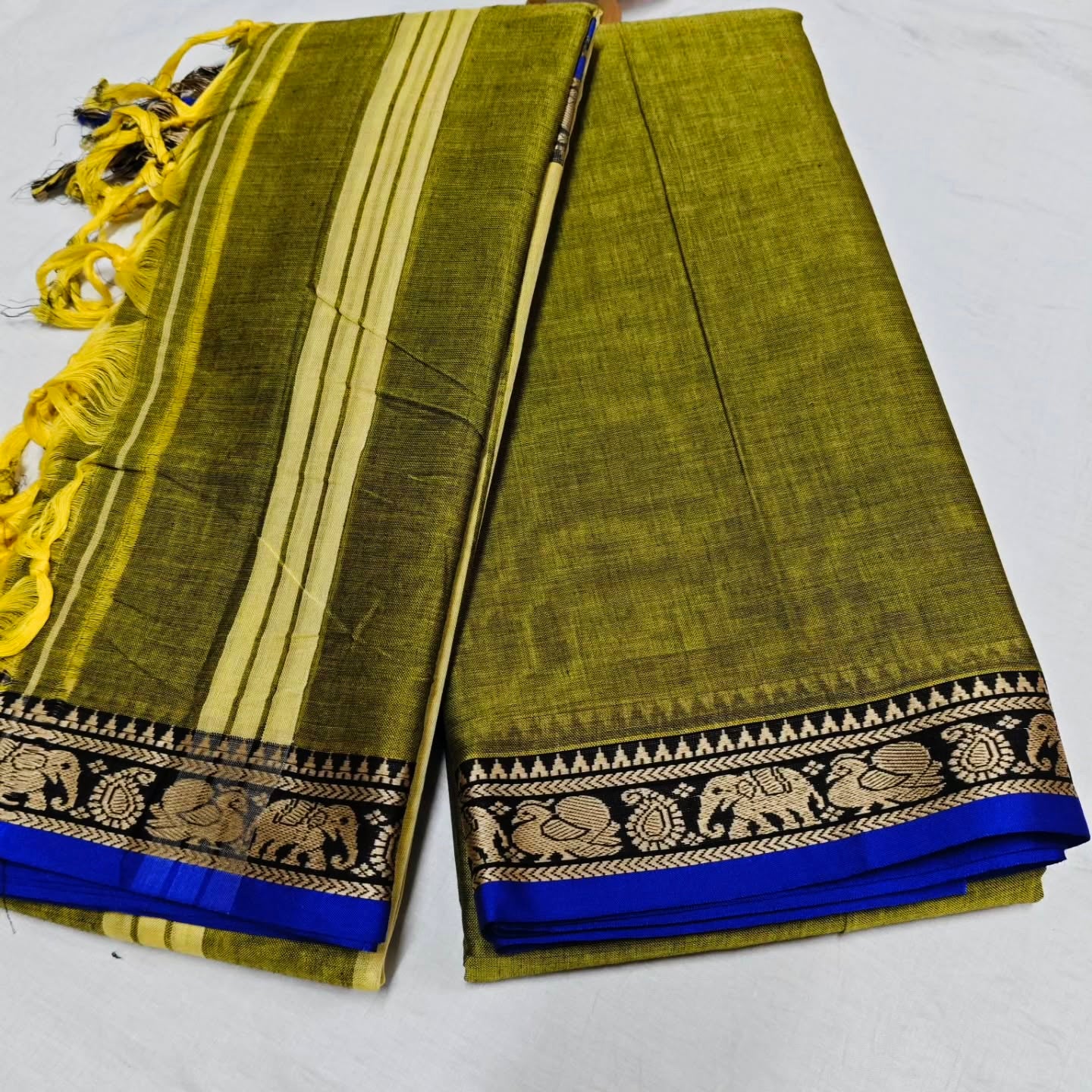Narayanpeta Elephant Peacock Small boarder dress material