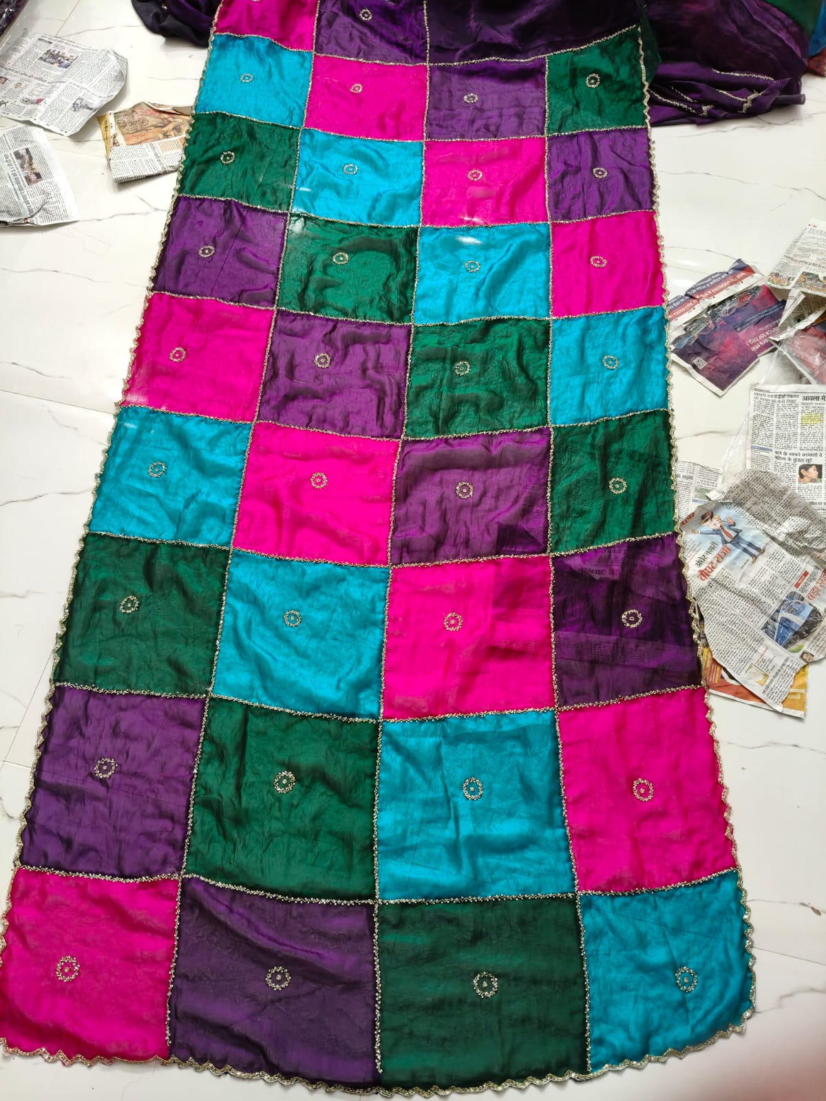 Luxe Designer Space silk Handwork multi colour saree