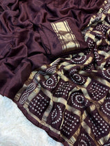 Pure rasmalai and semi mysore silk mix bandhej saree