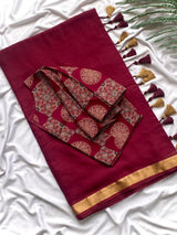 Pure mul cotton with cotton printed blouse