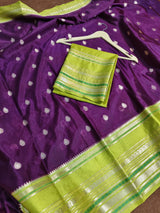 Banarasi soft katan silk contrast boarder saree