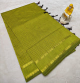 Kalyani Vintage Checked gap boarder saree