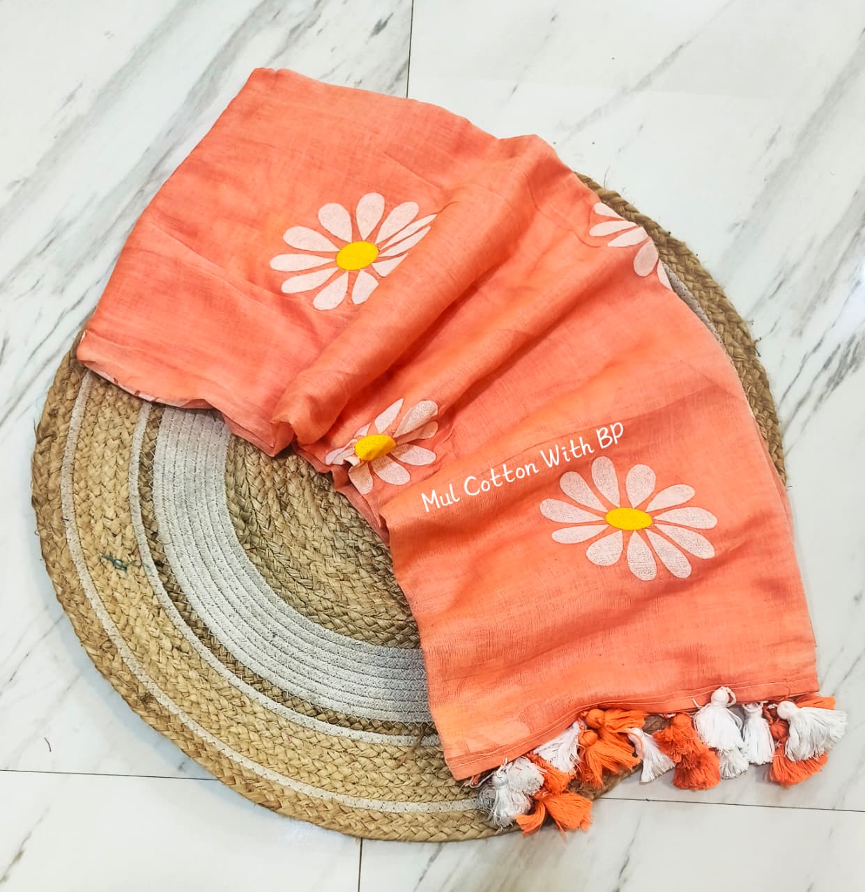 Pure Mul cotton sunflower 🌻 handpainted saree